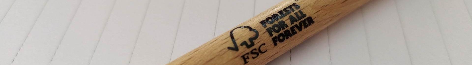 an image of a wooden pen with FSC logo